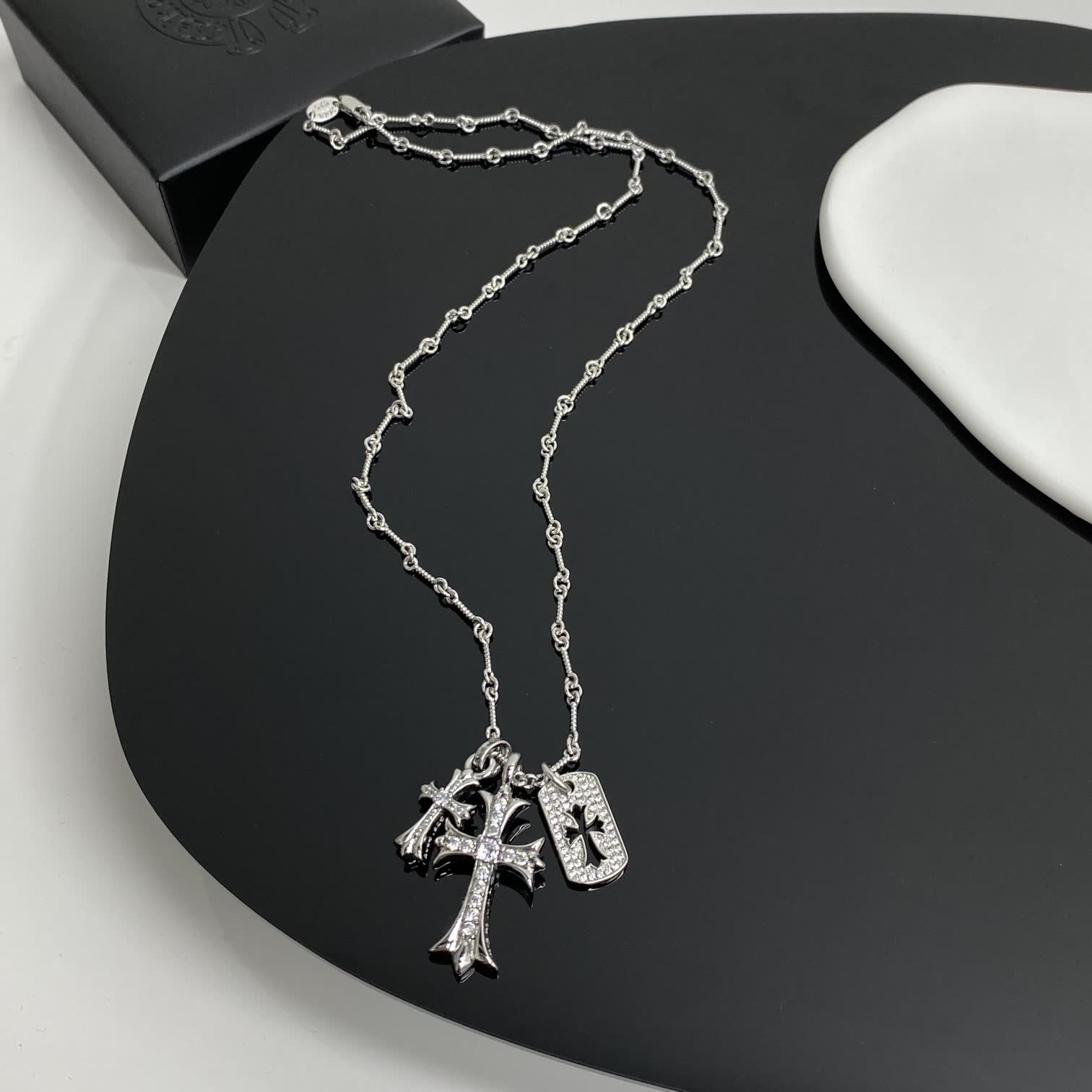 Chrome Hearts Silver Cross Pendant Necklace